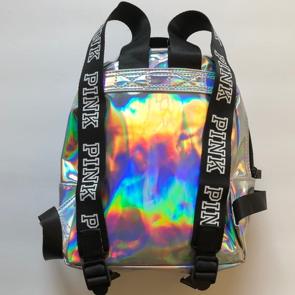 $29❤️New Silver VS PINK iridescent Mini Backpack - Picture 5 of 6